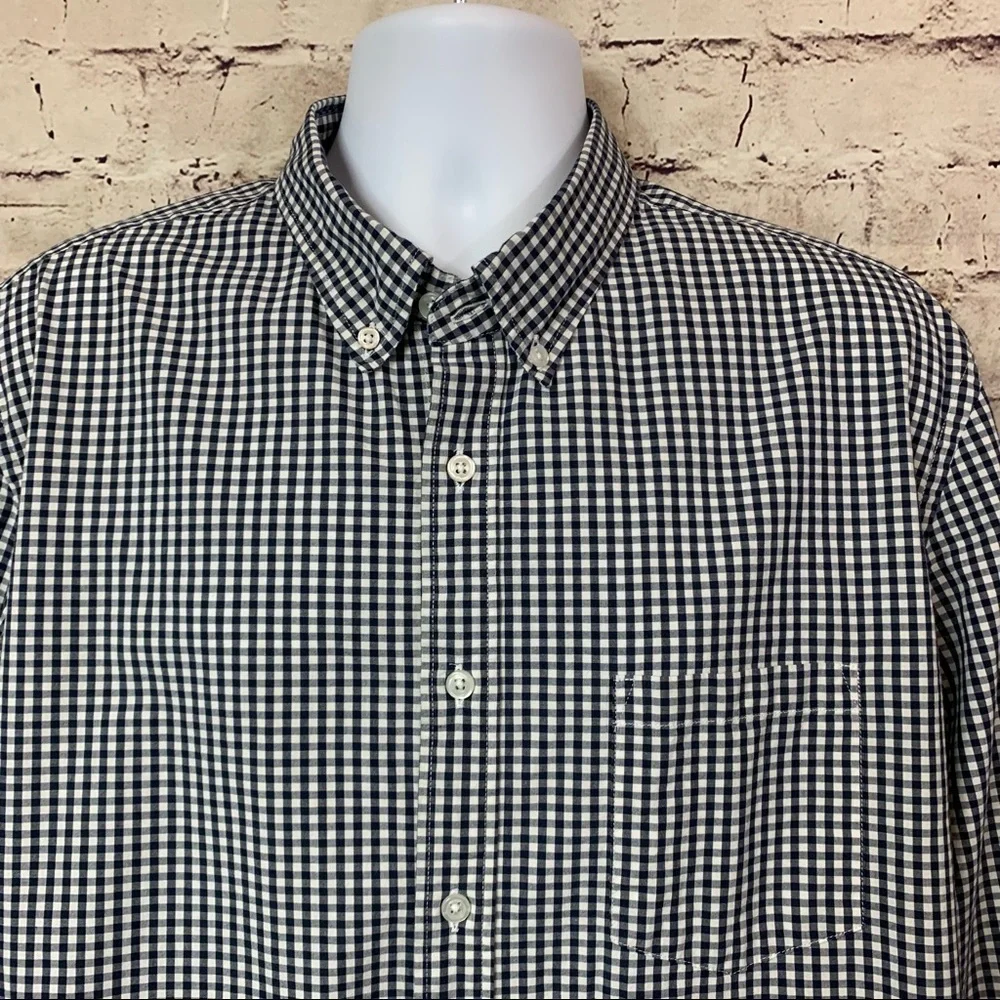 J. Crew Blue Check Button Front Long Sleeve Shirt